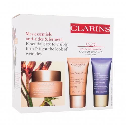 Clarins Extra-Firming dárková kazeta proti vráskám pro ženy denní pleťový krém Extra-Firming 50 ml + noční pleťový krém Extra-Firming 15 ml + pleťová maska Extra- Firming 15 ml