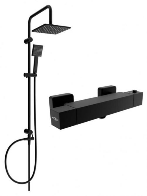 MEXEN/S Tordsprchový sloup včetně sprchové termostatické baterie Cube, černá 77200200-70