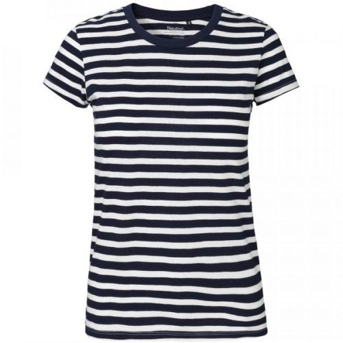 Neutral Dámské tričko Fit z organické Fairtrade bavlny - Bílá / tmavě modrá | XS
