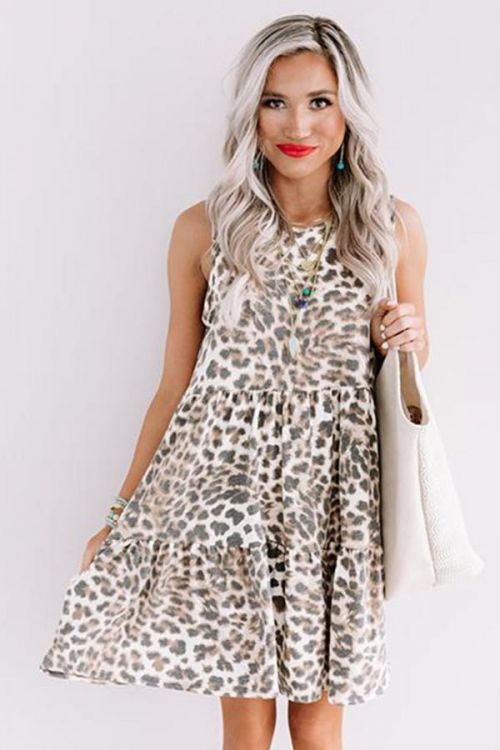 OMG Dámské šaty Bellata leopard L LC2212017-20