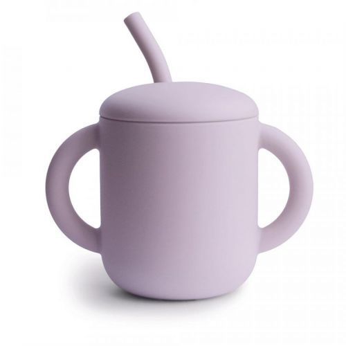 Mushie - silikonový pohárek se slámkou - Soft Lilac
