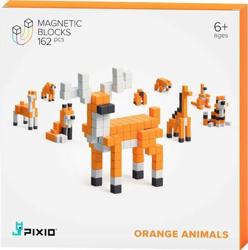 Pixio Magnetická stavebnice Orange Animals
