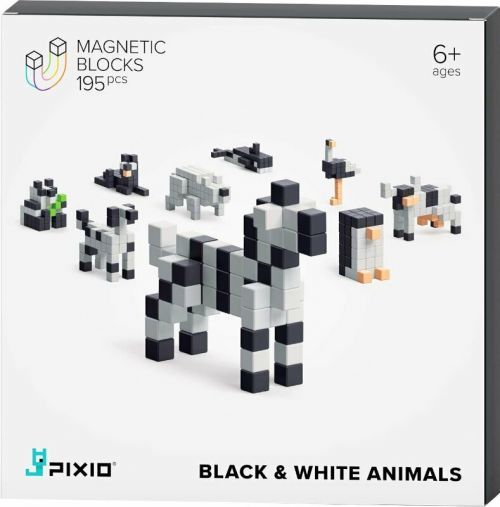 Pixio Magnetická stavebnice Black And White Animals