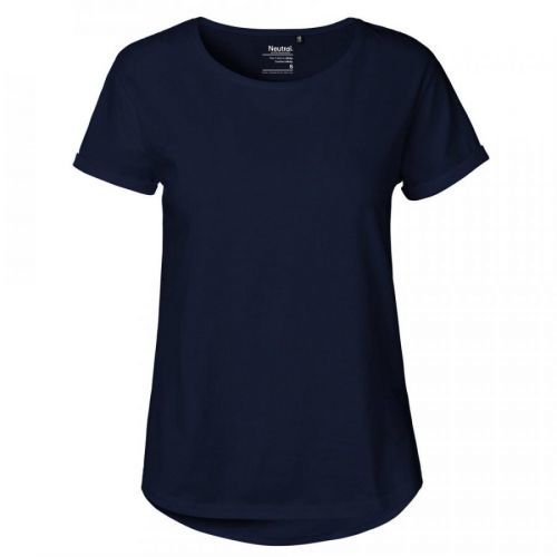 Neutral Dámské tričko s ohrnutými rukávy z organické Fairtrade bavlny - Námořní modrá | XS