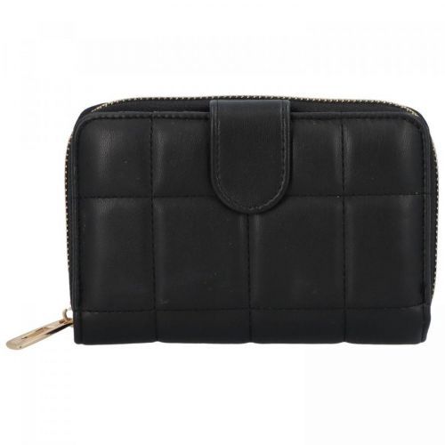 Menší prošívaná dámská koženková peněženka Dilii, černá