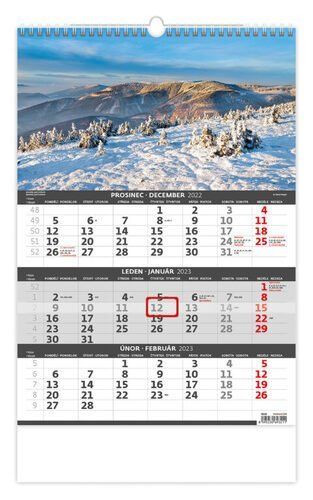 Kalendář nástěnný 2023 - Hory, tříměsíční