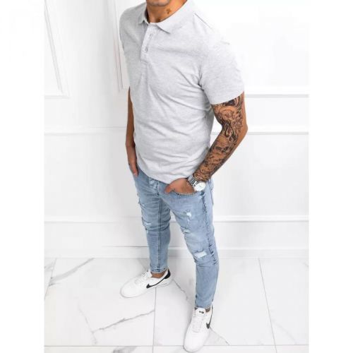 Men's light gray polo shirt Dstreet PX0513
