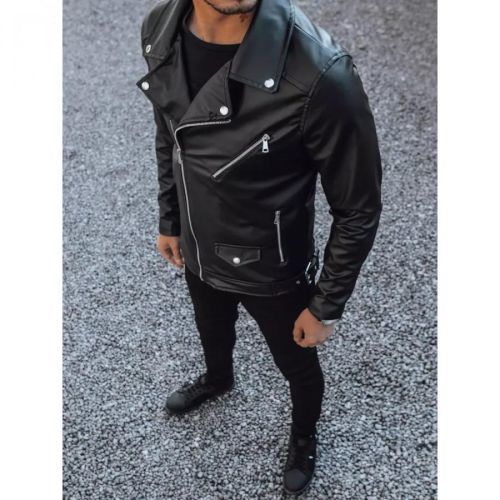 Black men's leather jacket Dstreet TX4081