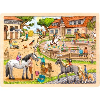 goki Vkládací puzzle koňská farma 96 dílků