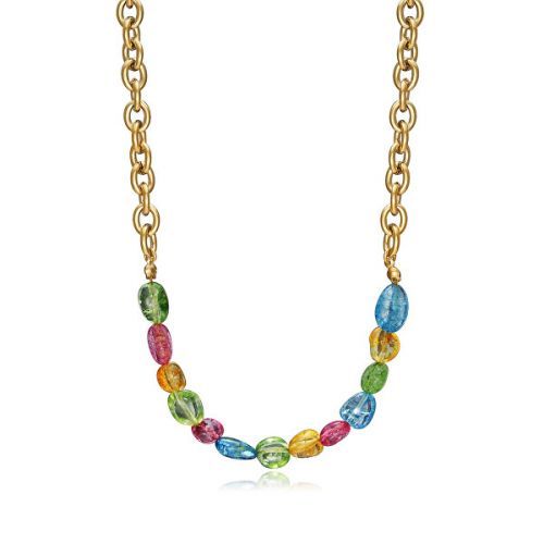 Viceroy Hravý pozlacený náhrdelník s křišťály Chic 1391C01019