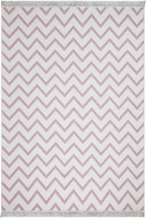 Bílo-růžový bavlněný koberec Oyo home Duo, 60 x 100 cm