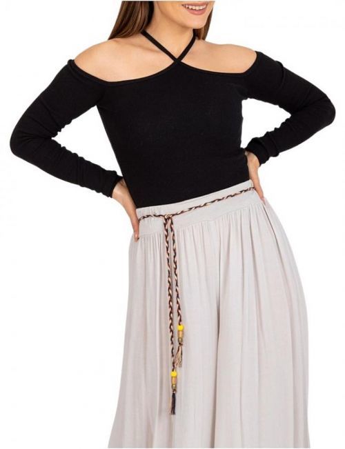 černá žebrovaná halenka s dlouhým rukávem