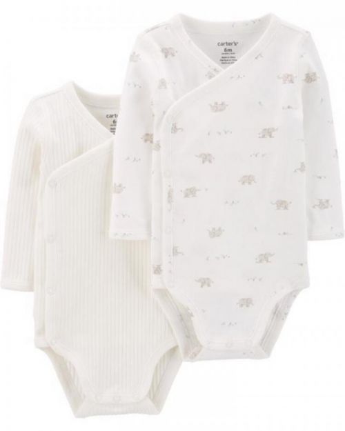 CARTER'S Body prokládací dlouhý rukáv - béžová 2 ks, 24 m/vel. 92