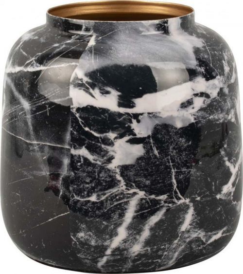 Černo-bílá železná váza PT LIVING Marble, výška 12,5 cm