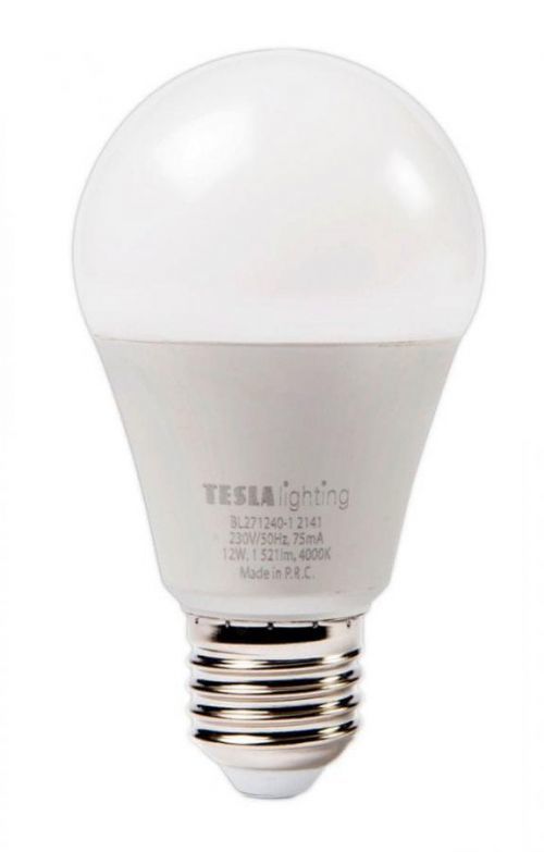 Tesla Lighting LED žárovka BULB, E27, 12W, 230V, 1521lm, 25 000h, 4000K denní bílá, 220°