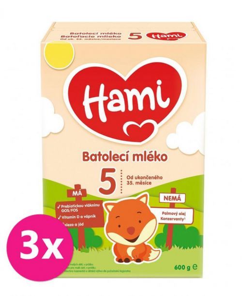 3x HAMI 5 Mléko dětské 600 g