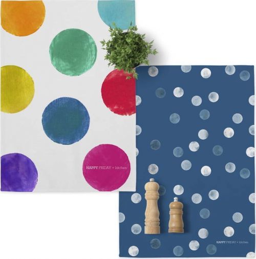 Sada 2 bavlněných kuchyňských utěrek Happy Friday Basic Confetti, 70 x 50 cm
