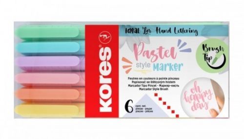 Kores ​​​​​​​Pastel Style Brush Tip Markers - 6 ks - 21462
