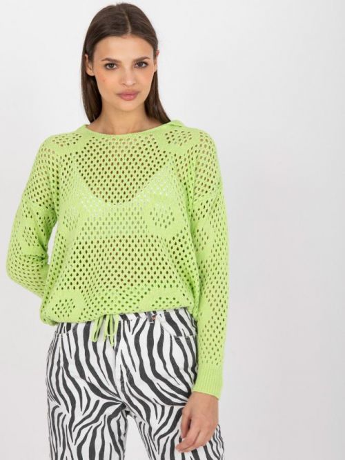 BÍLÝ DÁMSKÝ SVETR S KAPUCÍ LC-SW-0237.26P-LIGHT GREEN Velikost: ONE SIZE