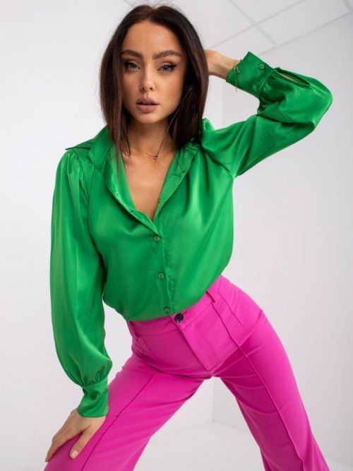 ZELENÁ LESKLÁ KOŠILE LENA -WN-KS-2002.77P-GREEN Velikost: L