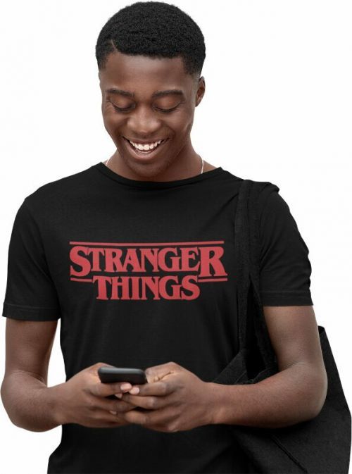 Stranger Things Tričko Logo Black Černá XL
