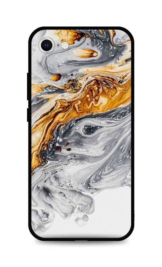 Kryt TopQ LUXURY iPhone SE 2022 pevný Marble šedo-zlatý 74090