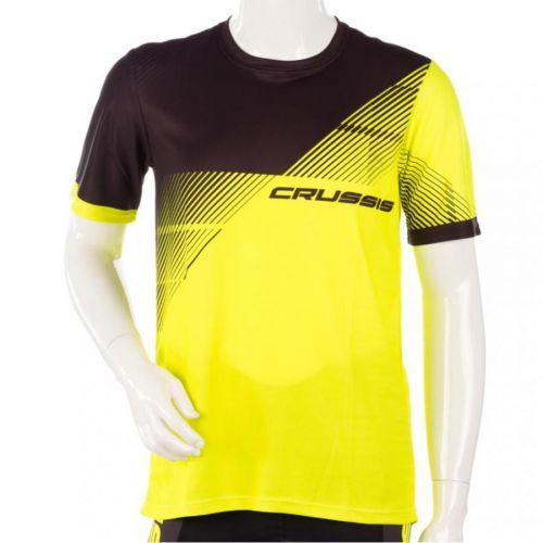Crussis pánské sportovní triko krátký rukáv černá/žlutá fluo - S
