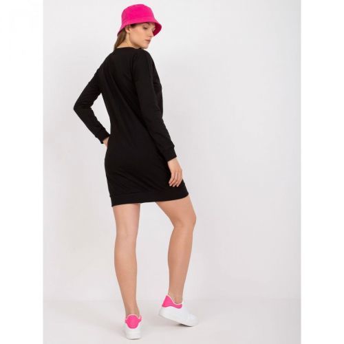 Basic black sporty cotton dress