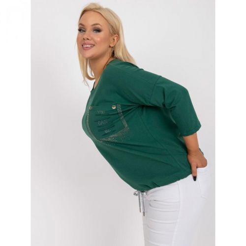 Dark green plus size blouse with 3/4 sleeves