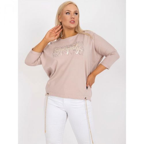 Light beige everyday plus size blouse with an applique