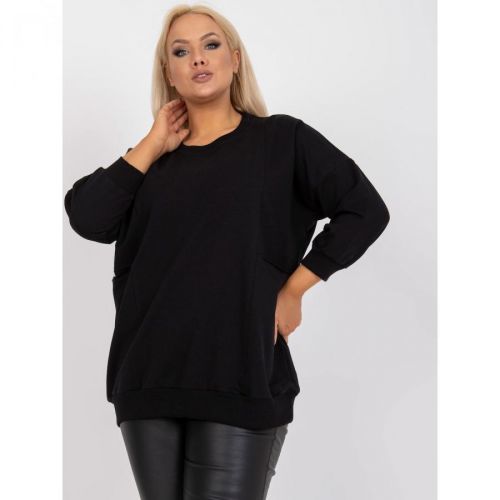 Black plain plus size basic blouse for everyday use