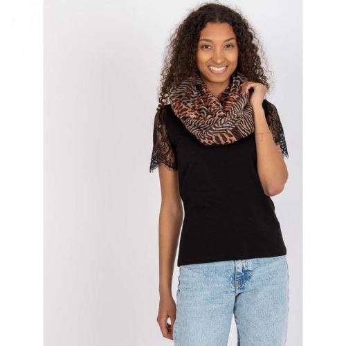 Brown and beige scarf with a print