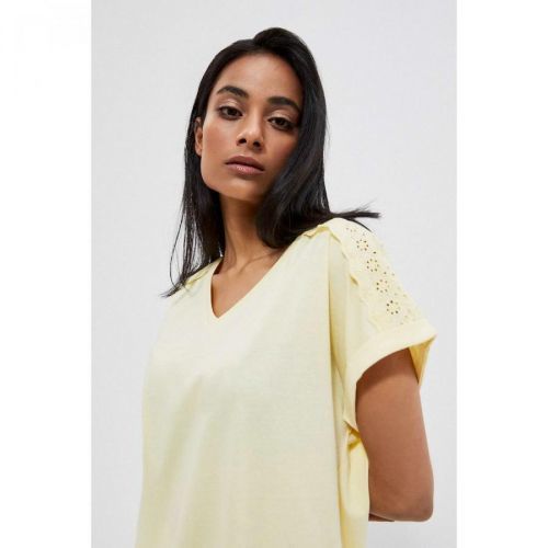 Cotton blouse with a binding - yellow