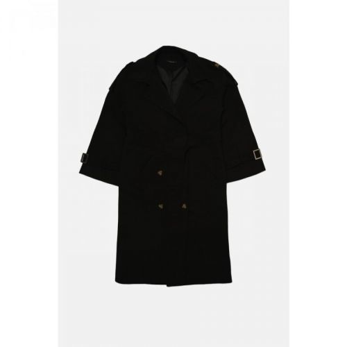 Trendyol Black Belted Windbreaker Detailed Water Repellent Long Trench Coat