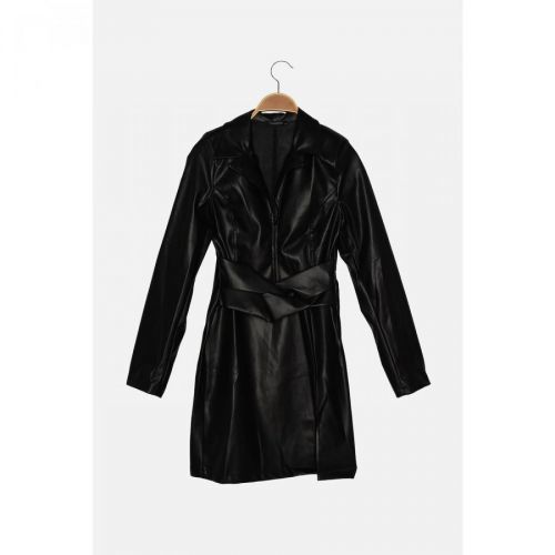 Trendyol Black Waist Detailed Slit Dress