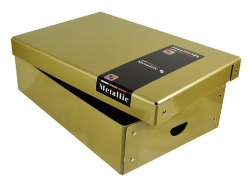 Krabice lamino - malá - Metallic - zlatá - 35,5 x 24 x 9 cm - Karton P+P - 7-050