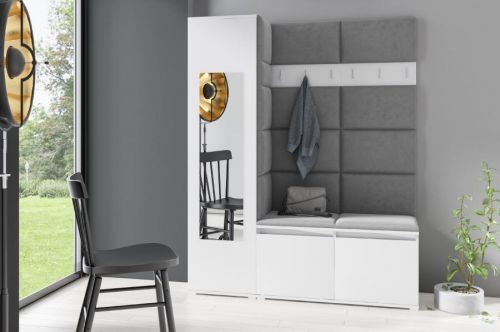 Eka Předsíňová stěna s čalouněnými panely Trinity 14 - Bílá / Tmavá šedá 2315