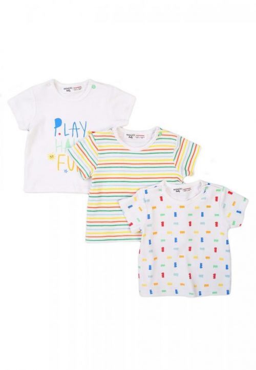 Tričko kojenecké s krátkým rukávem 3pack, Minoti, Smiling 4, bílá - 56/62