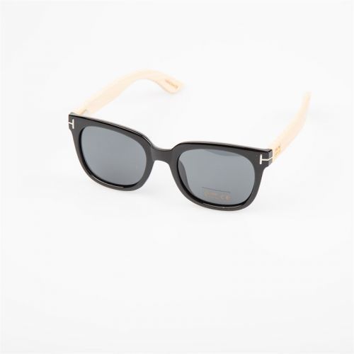 sluneční brýle SNOWBITCH - black frame and smoke lens natural bamboo (BLACK2251)