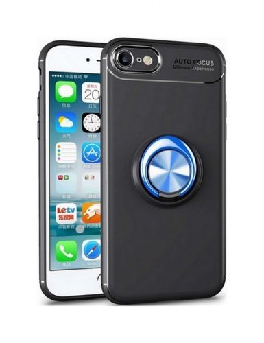 Kryt TopQ iPhone SE 2022 černý s modrým prstenem 74633
