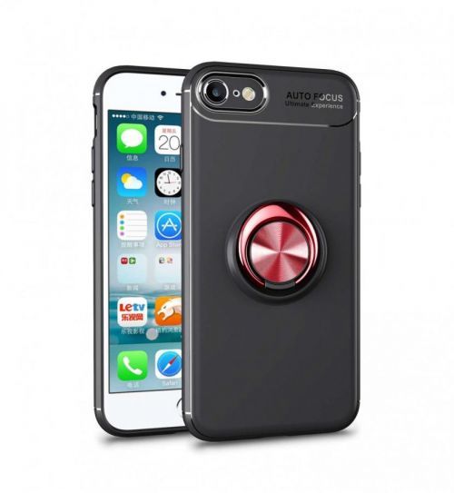 Kryt TopQ iPhone SE 2022 černý s červeným prstenem 74632