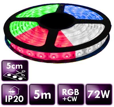 BRG BERGE LED pásek - SMD 5050 - RGB+CW - 5 m - 60 LED/m - 14,4 W/m - IP20