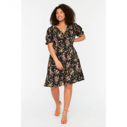 Trendyol Curve Multicolored V-Neck Woven Dress