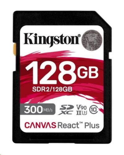 Kingston 128GB Canvas React Plus SDXC UHS-II 300R/260W U3 V90 for Full HD/4K/8K