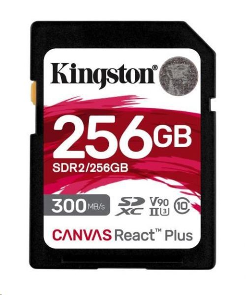 Kingston 256GB Canvas React Plus SDXC UHS-II 300R/260W U3 V90 for Full HD/4K/8K