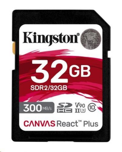 Kingston 32GB Canvas React Plus SDHC UHS-II 300R/260W U3 V90 for Full HD/4K/8K
