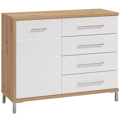 Komoda Mondego 1d/4s artisan/bílá lesk 11011192