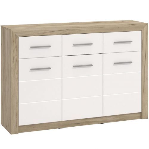 Komoda Etna 3d3s dub šedá/bílá lesk 11008634