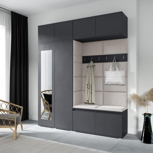 Eka Předsíňová stěna s čalouněnými panely Trinity 16 - Grafit / Krémová bílá 2301