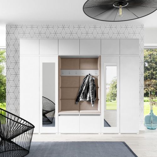 Eka Předsíňová stěna s čalouněnými panely Trinity 17 - Bílá / Béžová 2304